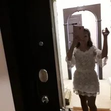 Mini Dress Vestidos Lace Elegant Off-Shoulder Summer Sexy Women Flare-Sleeve Slash-Neck