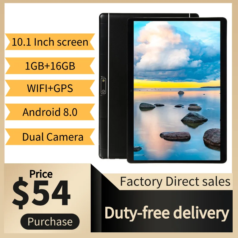 

10 Inch Tablet PC Quad Core 1GB RAM 16GB ROM Android 8.0 Bluetooth WiFi GPS Dual Camera SIM Cards 3G Network Game Ipad Tablet PC