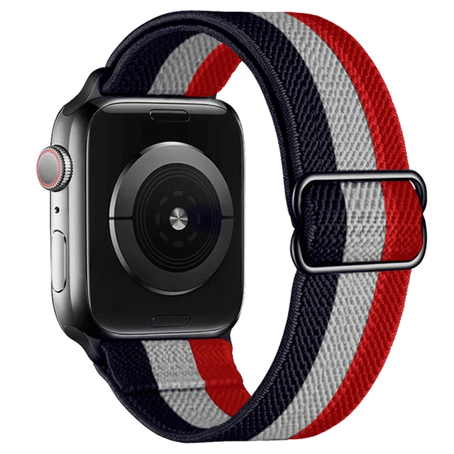 Scrunchie Strap For Apple watch band 44mm 40mm 38mm 42mm 41mm 44mm Nylon bracelet correa iWatch Serie 4 5 3 2 1 SE 6 7 45mm 41mm 21Red White Blue