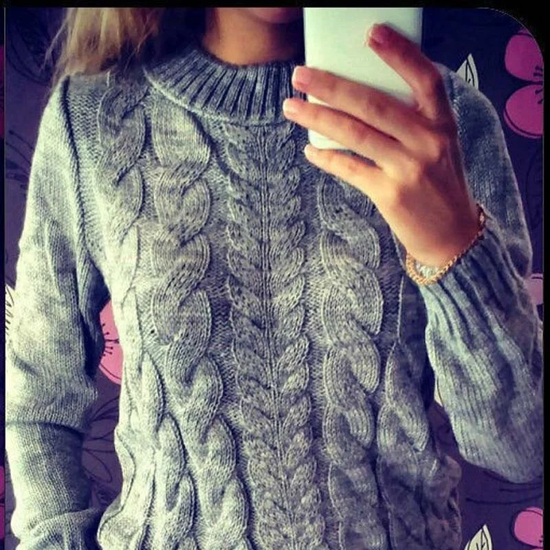 Womens Wool Blend Sweaters Ladies Winter Twist Knitted Jumper Pullover Top Knitwear Bottoming Sweater Tunic jersey mujer