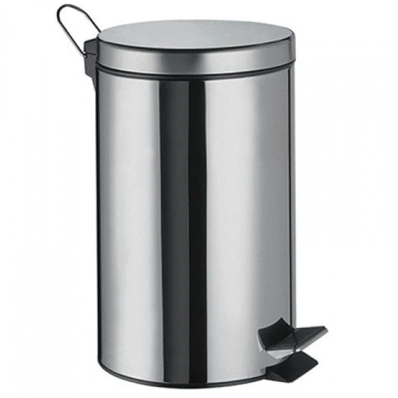 Ведро для мусора с педалью WasserKRAFT K-635 (Хромоникелевое покрытие, нержавеющая сталь, ABS - пластик)