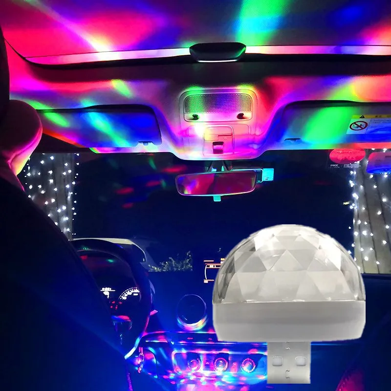 Автомобильный светильник USB par DJ RGB мини красочная музыкальная резонаторная USB-C