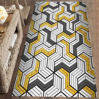 

Else Yellow Gray Geometric Hexagon Nordec 3d Print Non Slip Microfiber Washable Long Runner Mat Floor Mat Rugs Hallway Carpets