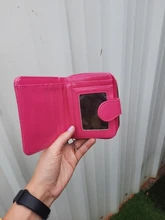 Cartera corta de PU para mujer, monedero pequeño rojo con cremallera y botón, monedero con bolsillo para monedas, gran oferta