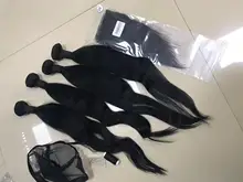 ONETIDE hueso recto pelo mechones con cierre brasileño extensiones de cabello humano mechones con cierre