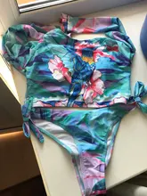Bikini de dos piezas con estampado de flores para mujer, traje de baño de manga larga, ropa de playa brasileña, 2021