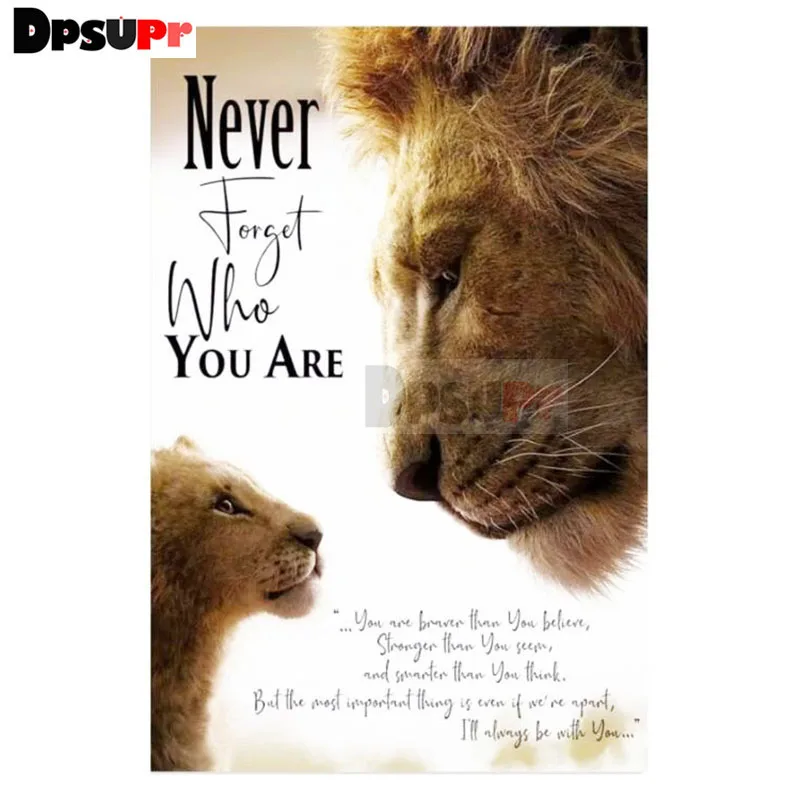 

Dpsupr Full Square/Round Diamond Painting Cross Stitch Diamond 3D Embroidery Cartoon English Lion DIY 5D Moasic Home Decor Gift