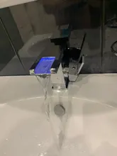 Faucet Sink-Tap Led-Waterfall Bathroom-Basin Hot-Water-Mixer Single-Handle Color Cold