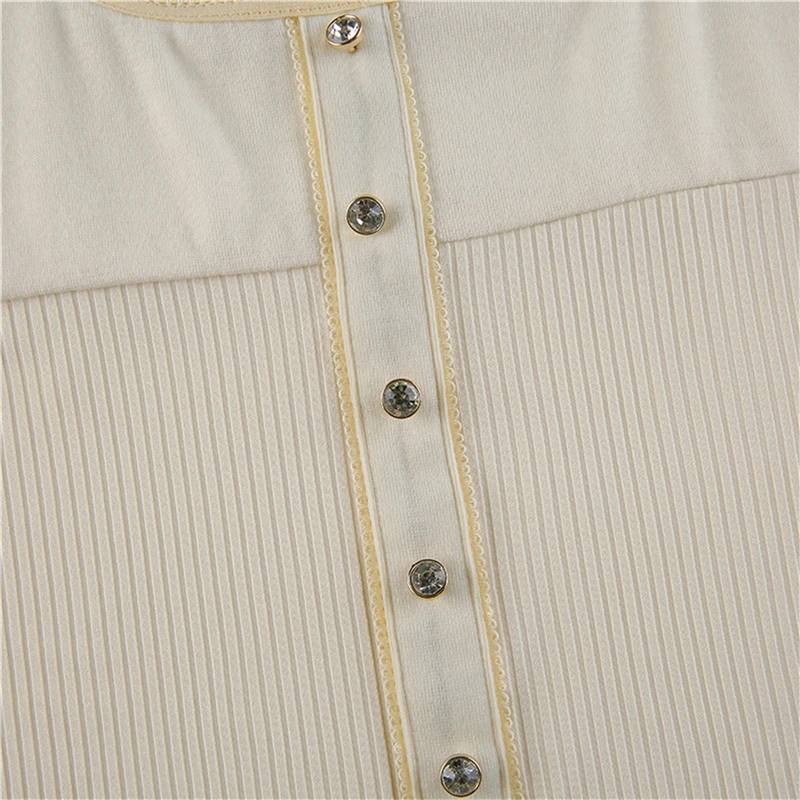 Korean Cute Y2K Retro Cotton Tops Lace Patchwork Buttons Kawaii Tshirts Autumn Square Collar Chic Casual Shirts