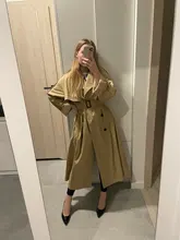 Gabardina larga X holgada de estilo coreano para mujer, abrigo de doble botonadura con cinturón, manto de dama, rompevientos, prendas de vestir de primavera y otoño, color gris