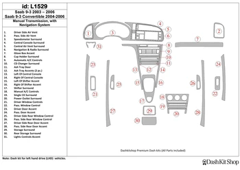 

Interior lining for Saab 9-2003-2006. Set L1529.