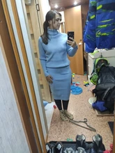 TAOVK Autumn Womens Costume Knitted  Tracksuit  Sweater + Slim Skirt Two-Piece Set