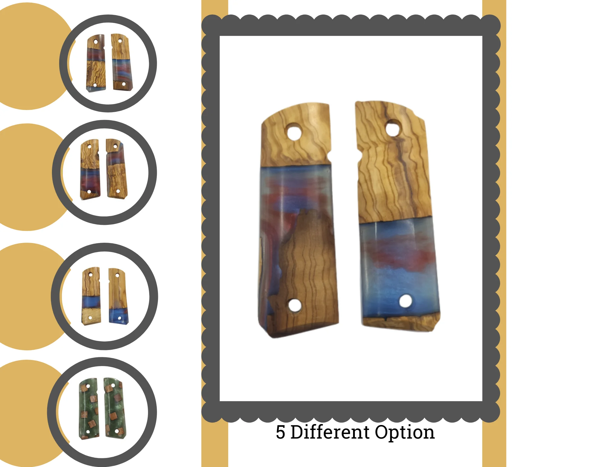 

ZIB GRİPS COLT 1911 SPECIAL RESIN WOOD COMPOUND KABZA custom laser cutting inlay grips gun accessory av gun