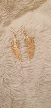 JIOFREE-pendientes con alas de Ángel y diamantes de imitación para mujer, aretes llamativos, sin perforaciones