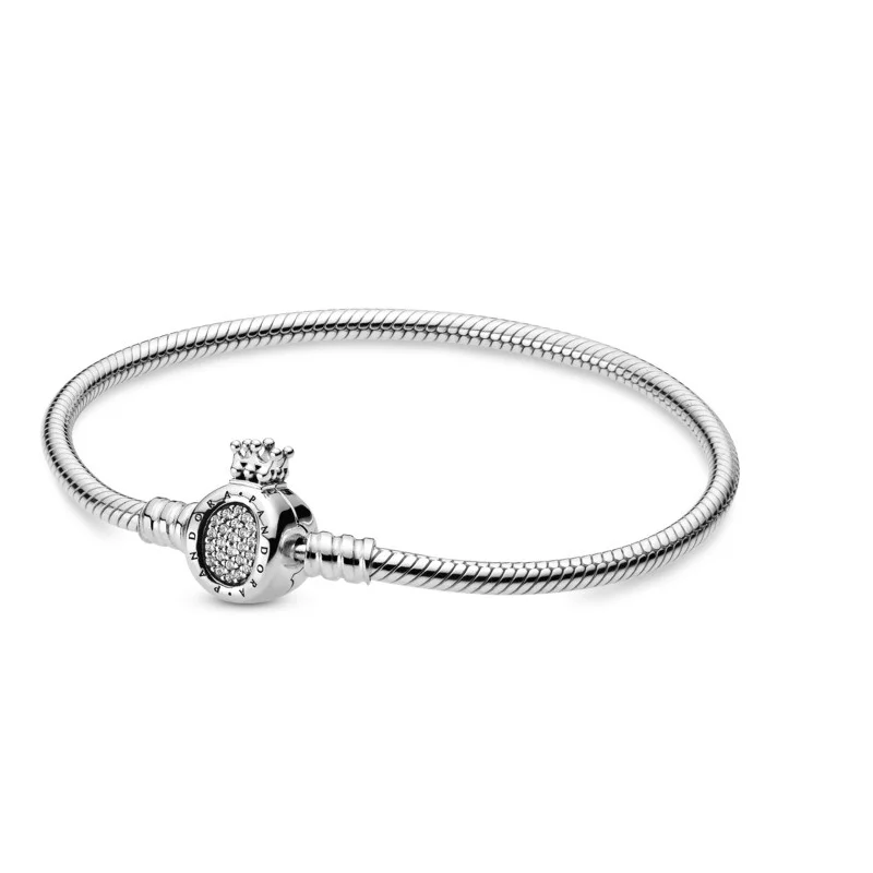Pulsera PANDORA moment Corona 598286CZ Pulsera plata de primera ley, cierre en forma de O adorno con circonitas|Pulseras y brazaletes| - AliExpress