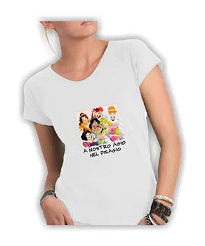 

T Shirt Woman Cotton Flamed With Wide Neckline and Cutting Vivo neckline and sleeves-COMFORTABLE UNEASINESS MADE IN ITALY