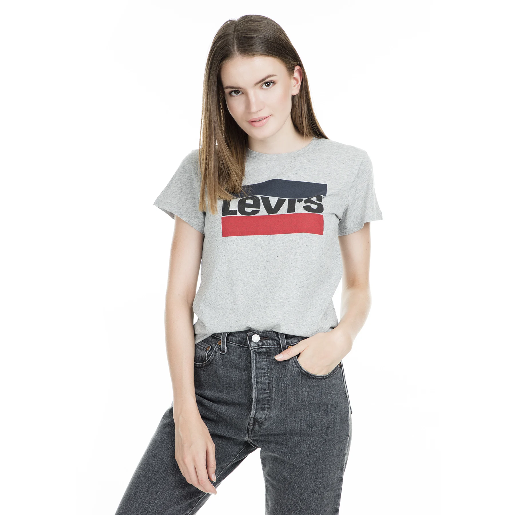 Levi's Печатные Футболки с велосипедным воротником женские футболки shirirt 17369