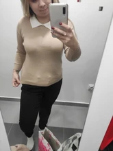 Women Sweater Pullovers Turn-Down-Collar White Knittted Preppy Long-Sleeve Kintwea Korean