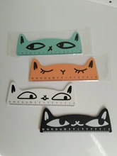 Lytwtw-regla recta de gato negro Kawaii, herramientas de madera, dibujos animados, costura, dibujo, oficina, escuela, suministros de papelería, 1 Uds.