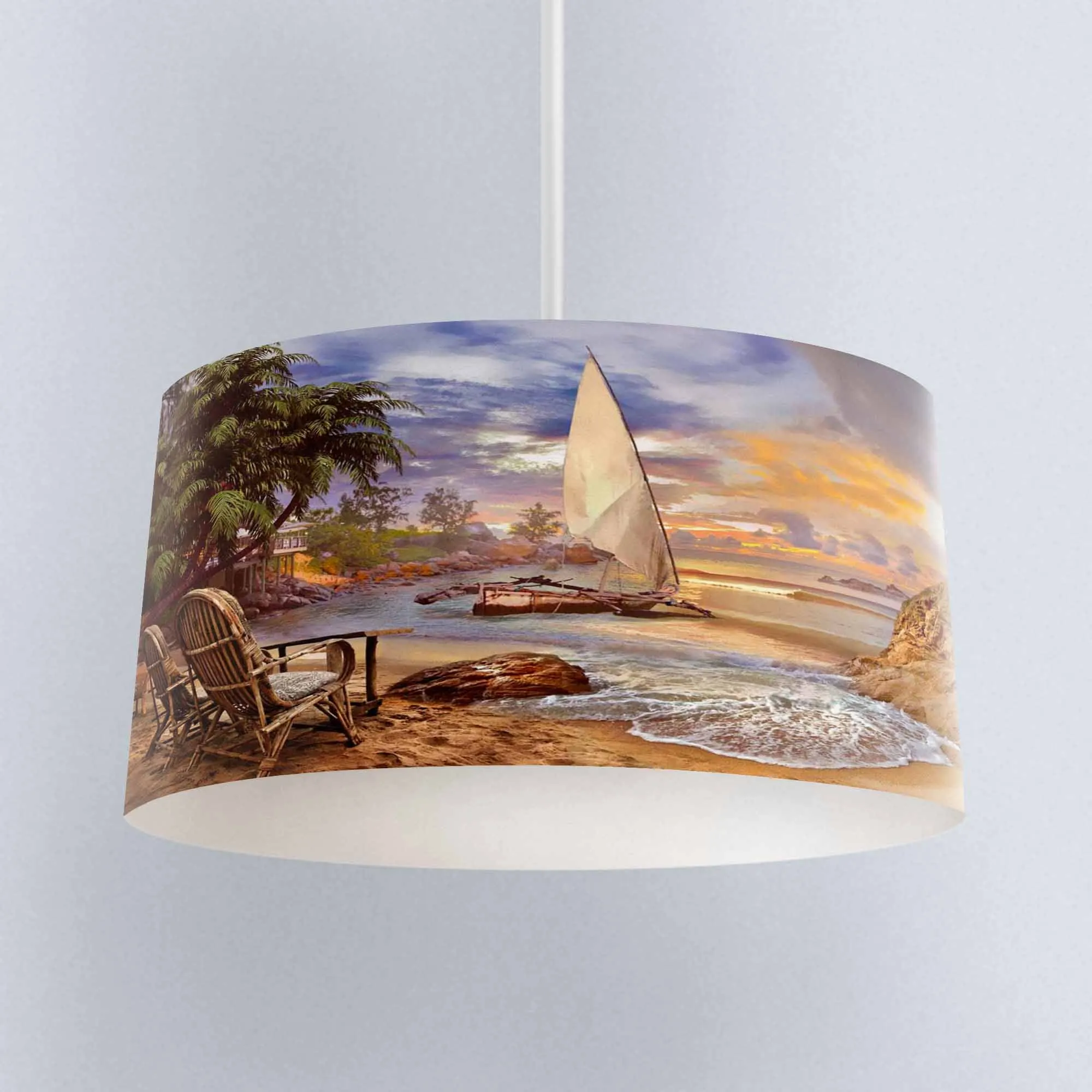 ^*Best Offers Else Tropical Beach Sand on Ship View Digital Printed Fabric Chandelier Lamp Drum Lampshade Floor Ceiling Pendant Light Shade ^*Best Offers Else Tropical Beach Sand on Ship View Digital Printed Fabric Chandelier Lamp Drum Lampshade Floor Ceiling Pendant Light Shade