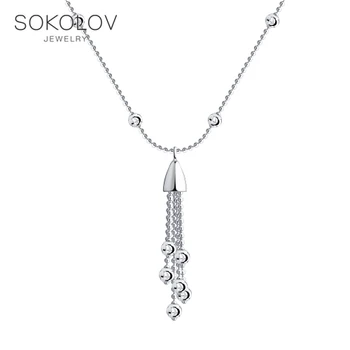 

Necklace silver SOKOLOV, fashion jewelry, 925, women's male