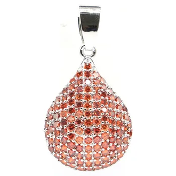 

30x16mm Elegant Drop Created Orange Spessartine Garnet For Woman's Silver Pendant Daily Wear
