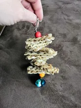 Jaula colgante de madera Natural para morder, juguete de pájaro, loro, masticable, juguetes con cascabel, regalo de Navidad, 1 unidad