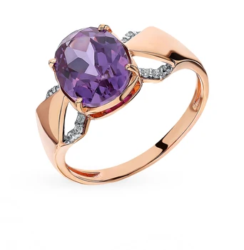 

Gold ring with amethyst and cubic zirconia sunlight sample 585
