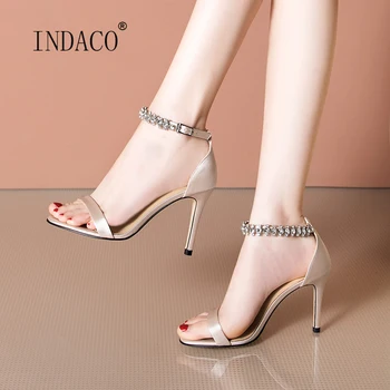 

Sandals Women 2020 Ankle Strap Rhinestone Shoes for Women High Heels Womens Sandals 9cm