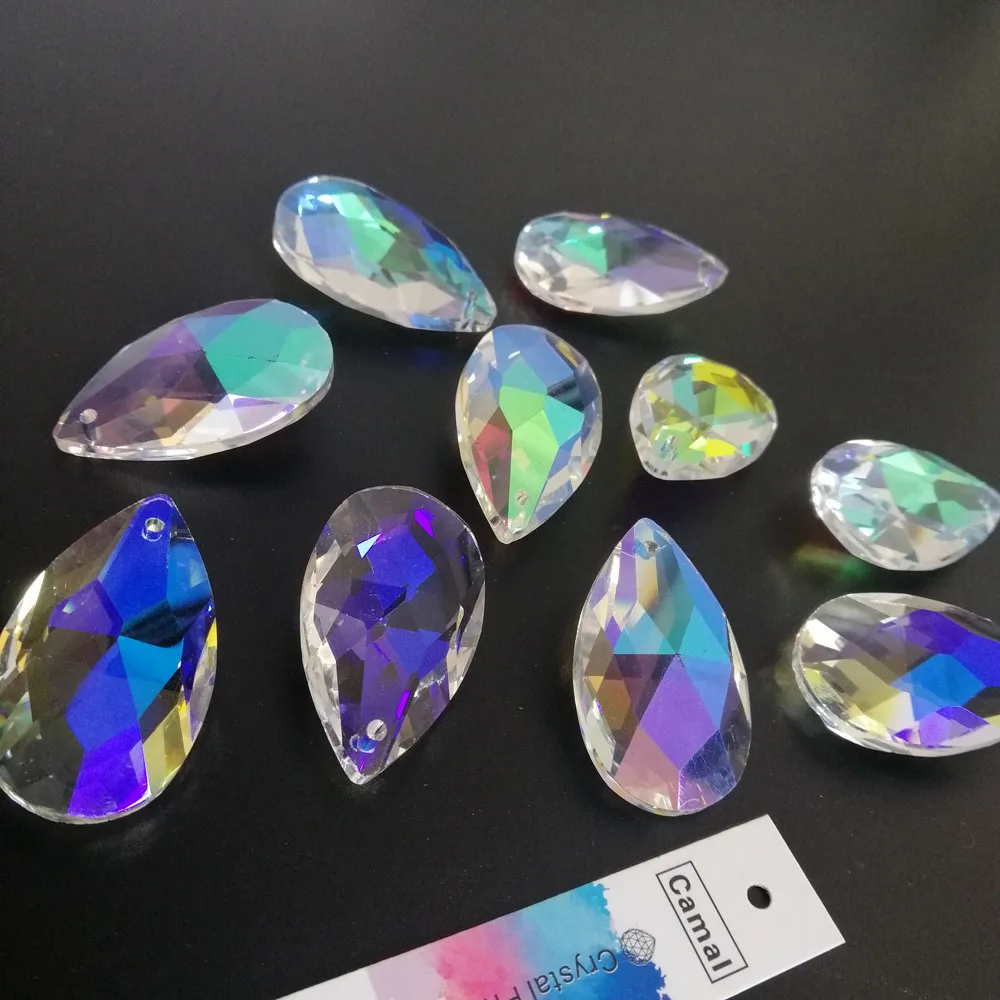 Camal 5Pcs AB Color Glass 38mm Teardrop K9 CRYSTAL Beads DIY Chandelier Pendant Part Lamp Prisms Jewellery Hanging Decoration crystal beads crystal sun catcher chandelier crystal drops
