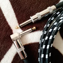 Cable-Bass Musical-Instrument Electric-Guitar Ammoon Right-Angle-Plug Straight To Black