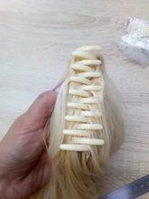 Extensiones de Cabello para mujer, coletas con ondas, 14 pulgadas, pelo sintético Rubio, extensión Natural