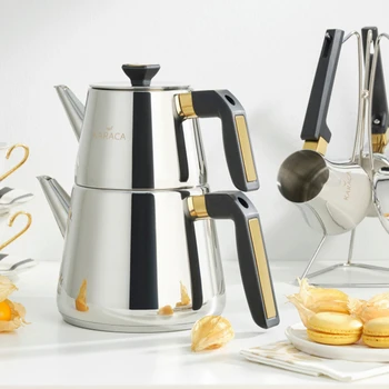 

Karaca Pyramid Medium Black Teapot Set Tea infuser