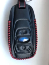 Funda de cuero genuino para coche, llavero con estilo de anillo para Subaru BRZ XV Forester Legacy Outback, carcasa para llaves