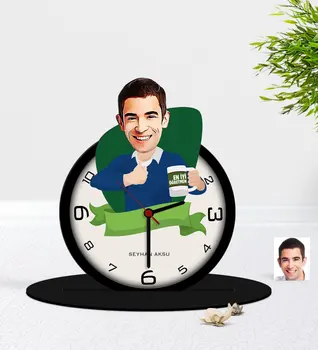 

Personalized Men 'S Best Teacher Caricature Of Wooden Desktop Trinket Saat-1