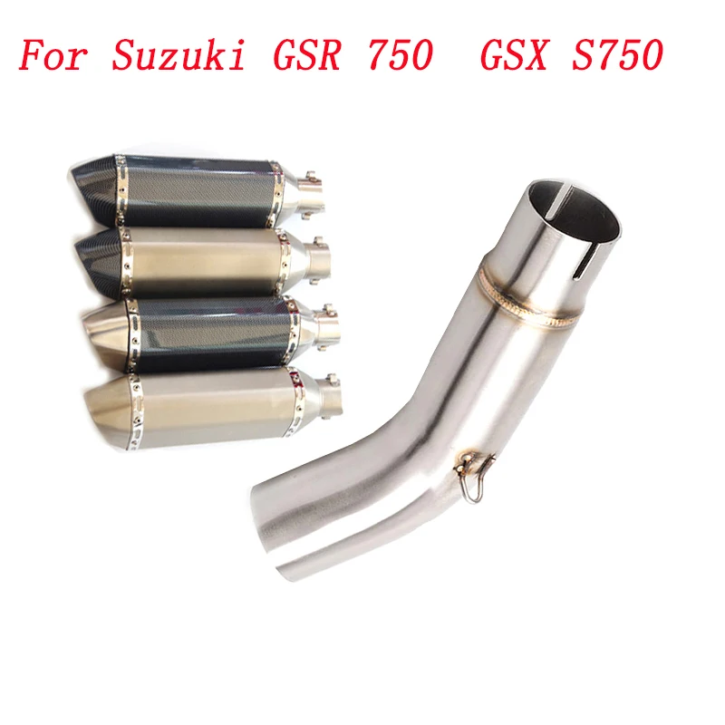 

Slip On Motorcycle Exhaust Mid Link Pipe And 51mm Muffler Stainless Steel Exhaust System For Suzuki GSR 750 GSX S750