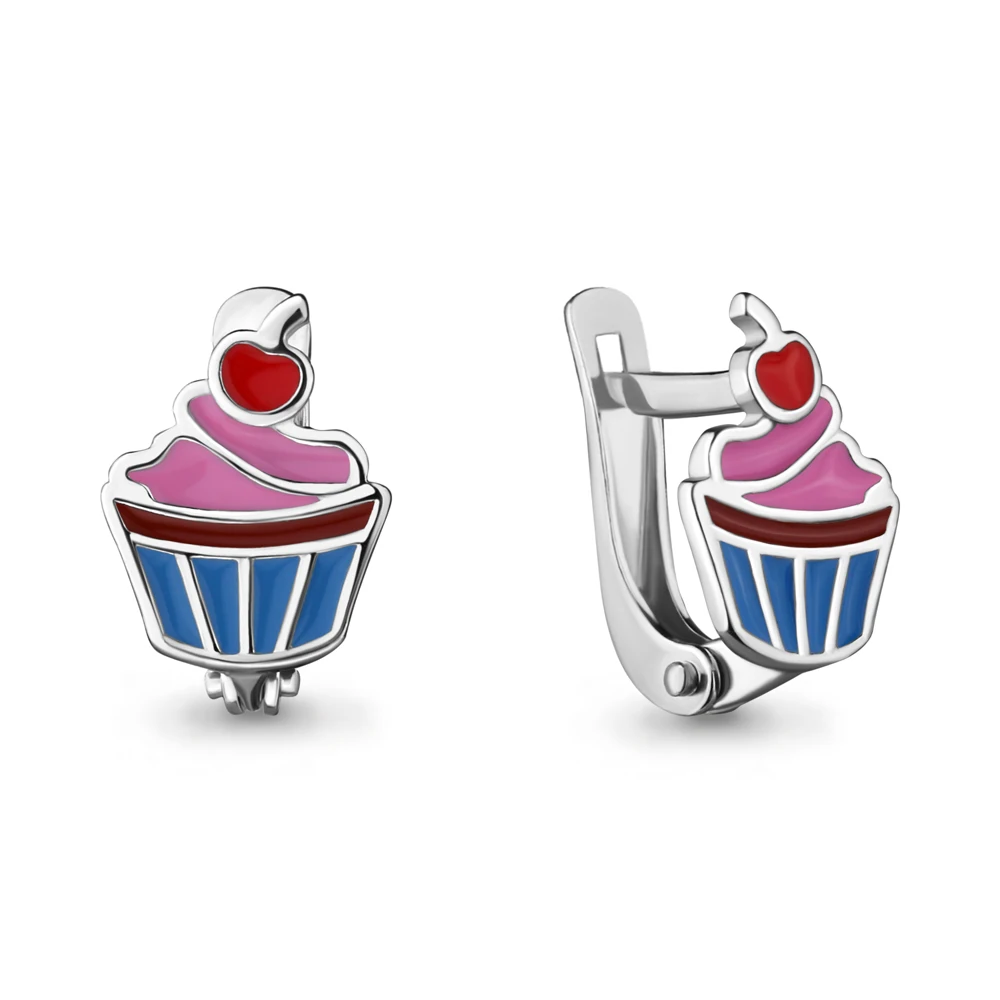 Детские серьги AQUAMARINE без вставок эмалью серебро 925 пробы | Украшения и аксессуары