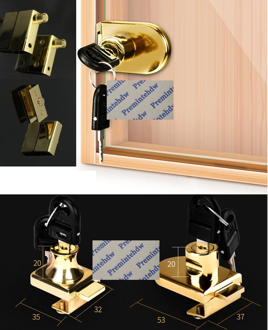 2pcs Lot Gold Glass Display Cabinet Showcase Single Double Glass