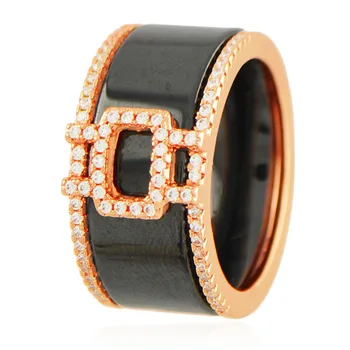 

Ceramic rings qsy rings women's ceramic zircon rings black stone cubic zirconia
