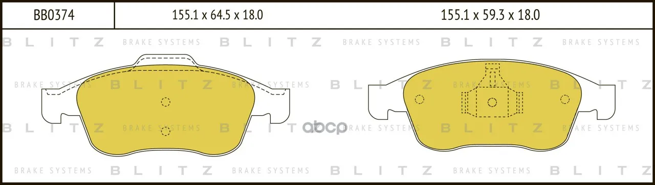Колодки Тормозные Дисковые Renault Fluence/Grand Scenic/Megane/Scenic 10-Dacia Duster 10- Blitz арт. BB0374