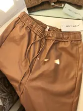 Pants Trousers Women Drawstring Female High-Waist WOTWOY Spliced Loose Autumn Straight