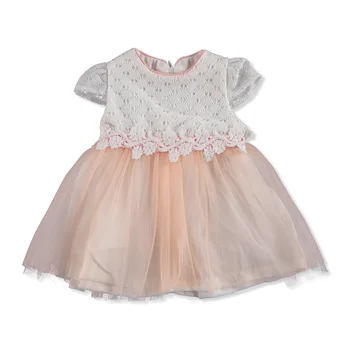 

ebebek Mymio Summer Baby Girl Flower Interlock Short Sleeve Crew-Neck Dress