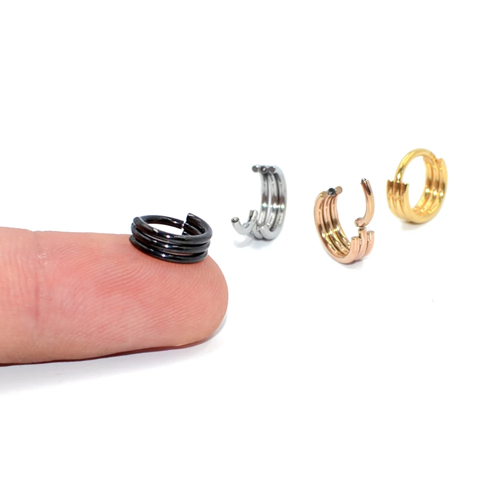 4 шт сегмент Ohr Knorpel Schmuck трио слой стальной пирсинг для носовой перегородки Кольца серьга для пирсинга ушной хрящ Daith серьги-улитки