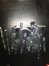FLD-Maquillaje de cristal, cepillos de base de polvo, sombra de ojos, cejas, cosméticos, ventilador, juego de Brochas de Maquillaje