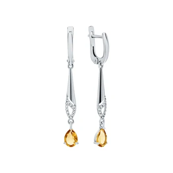 

Silver earrings with cubic zirconia and citrine sunlight sample 925