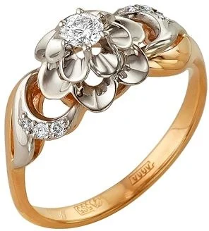 

Master brilliant flower ring with 7 red gold diamonds