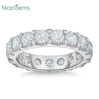 

NiceGems Platinum Eternity Band Round Brilliant 4.00 ctw Moissanite Wedding Ring Pave Eternity Ring wedding band VVS1 Clarity