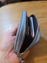 Tarjetero de piel de vaca de primera capa RFID antirrobo para hombre y mujer, billetera pequeña multifuncional con cremallera