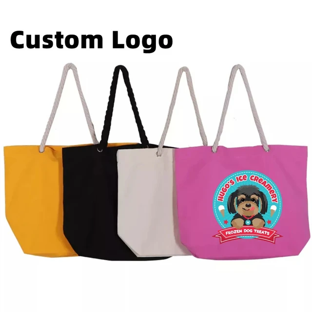 Custom Screen Printed Canvas Tote Bags, Personalized Cotton Bags