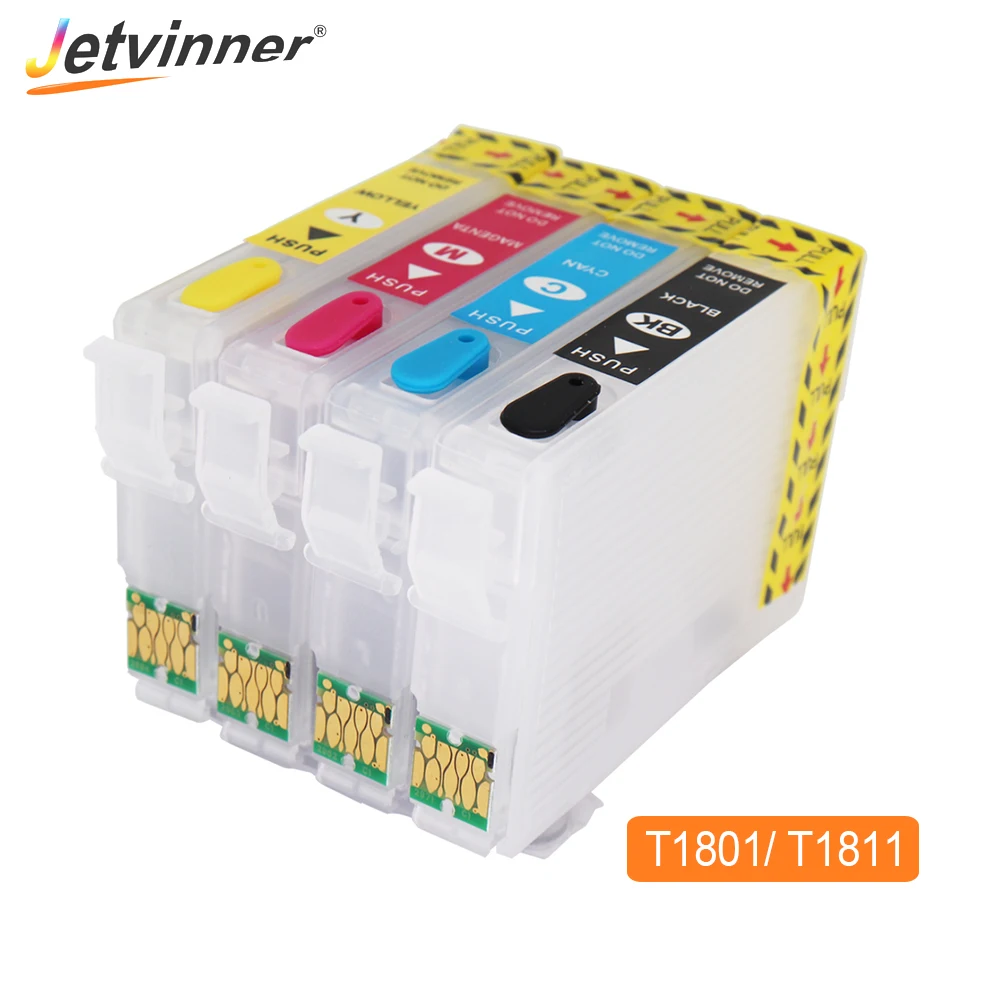 Jetvinner-cartucho de Tinta Recarregável para Impressoras Epson Cores T1801 T1811 Chip de Arco para Epson